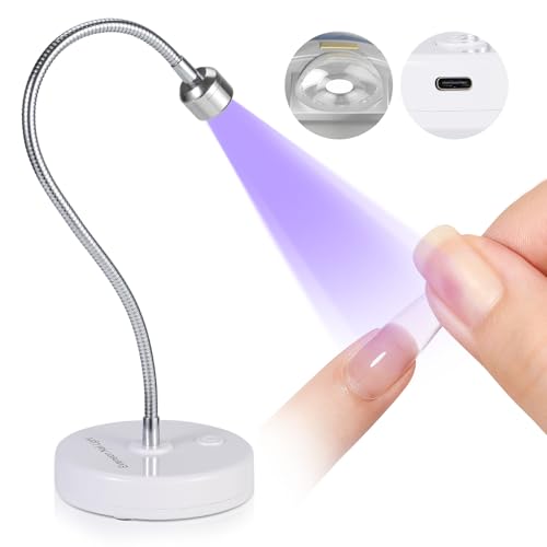 SAVILAND Gooseneck U V Lamp for Gel Nails:Touch Switch 12W U V Nail Lamp 5S Quick Drying LED Fast Curing Lamp Rechargeable Gel Lamp 3Timers Setting 360¡Æ Adjustable Home Salon Manicure Nail Dryer
