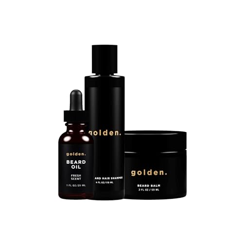 Golden Grooming Co. Everyday Beard Bundle ? Complete Beard Care Set | Includes Beard Oil, Balm & Shampoo (Regular, Fresh)