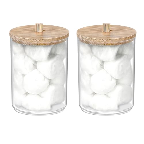 250 Count Cotton Balls, 100% Pure Organic Cotton, Soft & Super Absorbent, Includes 2 Cotton Ball Holders for Bathroom & Vanity, Perfect for Face Makeup Remover, Nail Polish Removal, Crafts, Pet Care