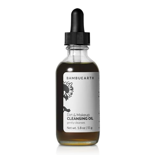 Bambu Earth Daily Cleansing Oil and Makeup Remover for All Skin Types - Vegan Facial Cleanser for Removing Dirt and Excess Oil 1.8 oz
