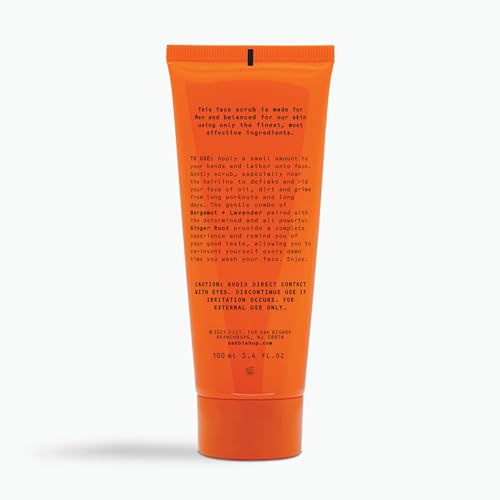 Juggernaut Men's Volcanic Sand Facial Scrub, Bergamot, Lavender and Ginger Root, 3.4 fl oz