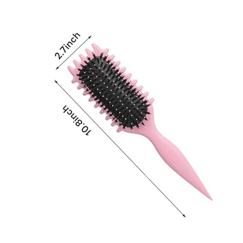 Curl Defining Brush, Multi Purpose Styling Brush for Separating, Combing and Curling Hair to Reduce Pulling (Pink)