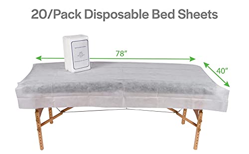 Beauty-Spa-Medical Disposable Massage Table Sheets, Non-Woven Bed Sheet, Massage table Cover for Esthetician Bed, Wax and Lash Table, Massage Bed, Medical Bed, Spa Bed Cover, 20 Sheet 40"X78" by RSL89