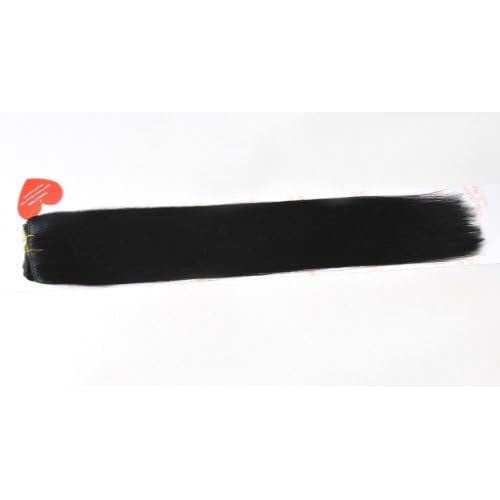 TRESSMATCH 20"-22" Remy (Remi) Human Hair Clip in Extensions Off Black (Color #1b) 10 Pieces(pcs) Thick to Ends Full Head Luxury Set [Set weight: 5.7oz/160grams] ¡¦