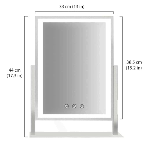 HIEEY Lighted Makeup Mirror, Hollywood Vanity Mirror with Lights, Three Color Lighting Modes, and 5X Magnification Mirror, Smart Touch Control, 360¡ÆRotation (17.3in,White,Gift Box)