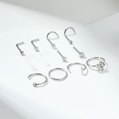 TOKRING Nose Piercing Kit - 2 Packs Self Piercing Gun with Studs & Rings, Disposable Safety Nose Piercing Gun Kit