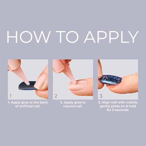 KISS Gel Fantasy, Press On Nails, Nail glue included, 'Temporary Feels', Gray, Short Size, Squoval Shape, Includes 28 Nails, 2g Glue, 1 Manicure Stick, 1 Mini file