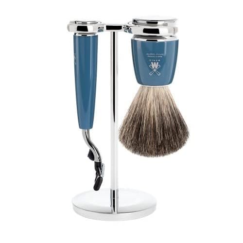 M?HLE RYTMO 3-Piece Pure Badger 3-Blade Razor Modern Luxury Wet Shaving Set - Perfect for Every Day Use, Barbershop Quality Close Smooth Shave