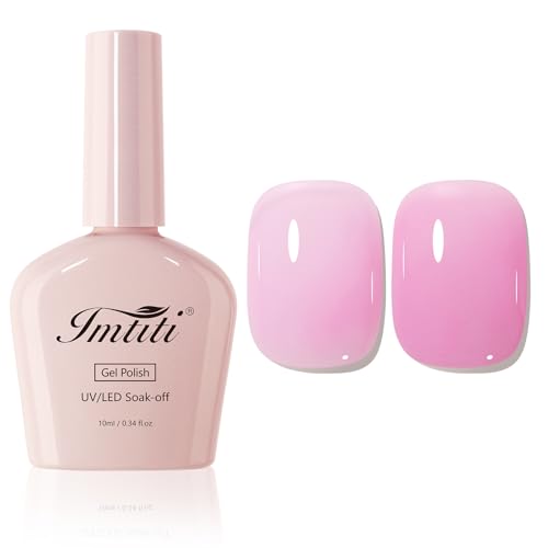 Imtiti Gel Nail Polish, Sheer Jelly Baby Pink Color UV/LED Soak Off Gel Polish for DIY Nail Art Manicure and Pedicure at Home (0.34 Fl Oz-970)
