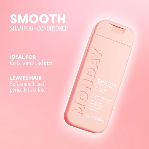 MONDAY Haircare SMOOTH Shampoo + Conditioner with Wheat Protein & Avocado Oil for Frizz-Prone Hair 90 mL (Dual Set)
