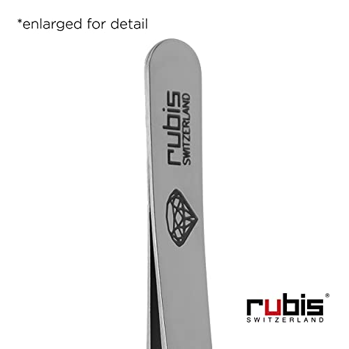 Rubis Classic Diamond Coated Tip, Stainless Steel Slanted Tweezers for Precise Eyebrows and Hair Removal, The Precious Stone Collection,1K102DT, Polished Silver