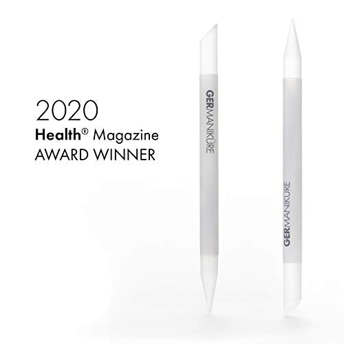 GERMANIKURE 6pc Manicure Set in Gray Suede Case - FINOX Stainless Steel Tools Made in Germany, Glass Nail Care Supplies Made in Czech Republic ? Professional Cuticle and Nail Care Kit