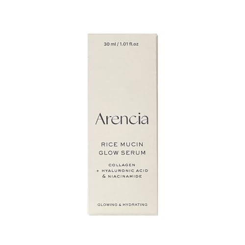 Arencia Rice Mucin Glow Serum, Collagen + Hyaluronic Acid & Niacinamide, 1.01 fl oz
