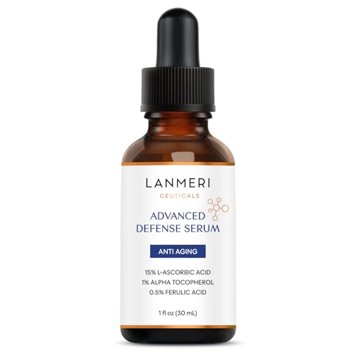 Lanmeri Ceuticals 15% Vitamin C + E + Ferulic Serum: Vitamin C Serum for Face with Vitamin E, Ferulic Acid ? Brightening, Anti-Aging, Anti-Wrinkle & Hydration ? for Dark Spots & Uneven Skin (1 fl oz)
