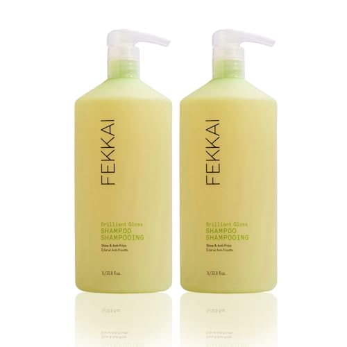 FEKKAI Brilliant Gloss Shampoo - 1L, Pack of 2 - Transforms Hair with 4X Shine - Free of Sulfates, Parabens, Phthalates - Vegan, Cruelty-Free
