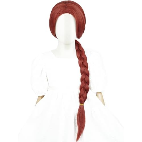 Kids Red Braid Princess Wig 27.5'' Long Dark Red Braid Costume Wigs for Girls Toddler Child Halloween Party