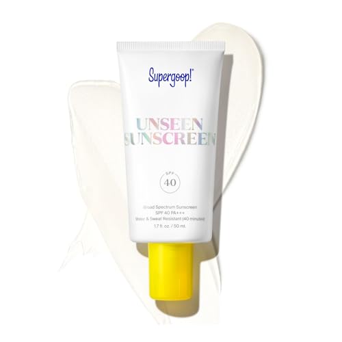 Supergoop! Unseen Sunscreen - SPF 40 - Clear & Invisible Face Sunscreen + Broad Spectrum + Makeup-Gripping Primer - Weightless, Scentless, Oil Free - For All Skin Types & Tones - 1.7 fl oz