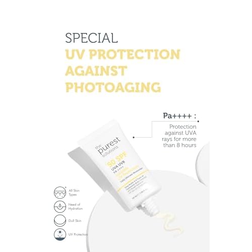 The Purest Solutions Invisible UV Protection (Daily Intensive Moisturizer SPF 50+) - Hyaluronic Acid & Shea Butter for Daily Hydration - Sunscreen - Anti-Aging Care - All Skin Types (1.69 fl. oz)