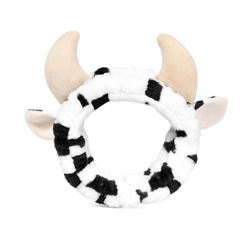 4PCS Cow Print Headbands for Washing Spa Face Wristband Set, Bath Makeup Skincare Hair Bands Western Highland Stuff Gifts for Women