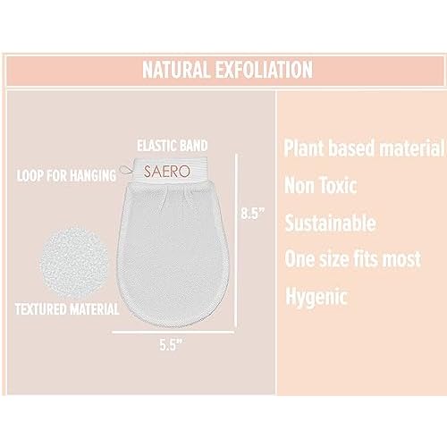 SAERO Korean Exfoliating Mitt for Body ? Deep Scrub Glove for Dead Skin, Spray Tan Removal, Ingrown Hairs & KP ? Korean Spa-Style Viscose Peeling Towel for Shower or Bath ? 1 Count