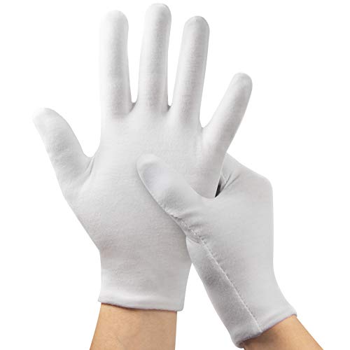 5Pairs (10Pcs) Moisturizing Gloves Overnight for Men and Women, Washable SPA White Cotton Gloves for Dry Hands Eczema Work Inspection Service Performance