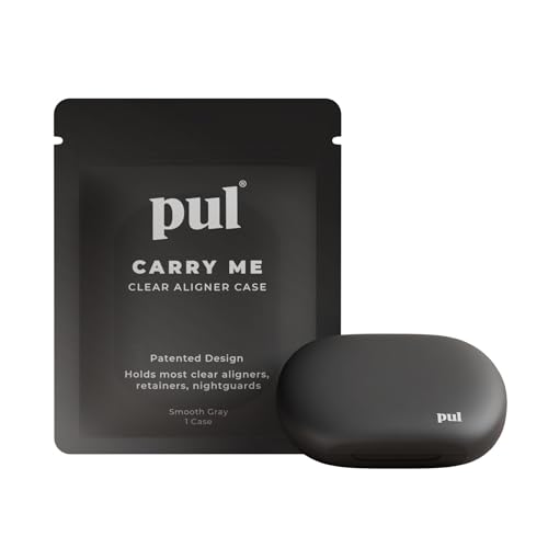 Clear Aligner and Retainer Case by PUL | Also Compatible with Mouthguards, Nightguards, Dentures, Floss Picks, Pul Tools, and Cleaning Tablets | Slim and Lightweight | Secure Magnetic Closure (Gray)