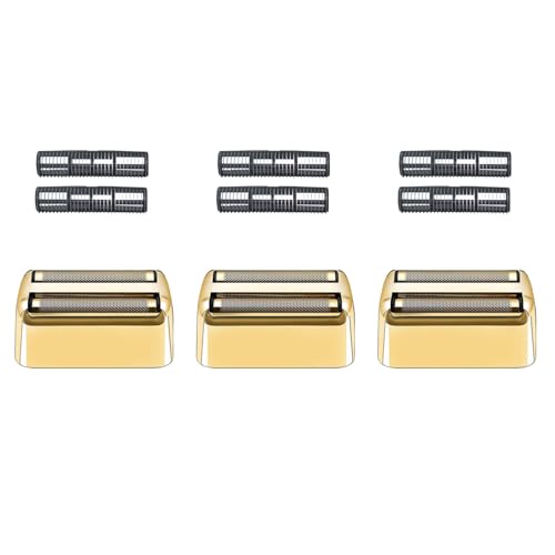 3 Pack Shaver Replacement Foil and Cutters Compatible with BaBylissPRO Double FXFS2 Metal Shaver foil Replacement (Golden 3 Pack)