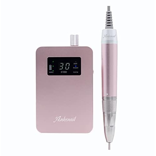 S2, Brushless Nail Drill, Portable Professional Rechargeable Cordless E File for Acrylic Nail and Gel, Manicure Pedicure Tool Set with Nail Drill Bits, Sanding Band, Pink (Pink)