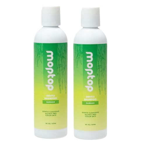 MopTop Gentle Shampoo ? Every Day Curly Hair Sulfate Free Shampoo, Improves Moisture & Reduces Frizz, Paraben Free Natural Hair Products for Straight, Wavy, Curly, Coily Texture (Bamboo, 2pk)