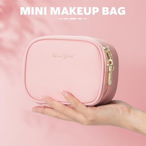 Small Makeup Bag with Led Mirror, Mini Travel Make up Bag 3 Light Modes Adjustable Brightness, for Women Organizer Cosmetic Bag, Portable Travel Train Toiletry Bag, for Pool Parties Work Touch-Ups