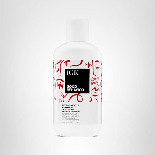 IGK GOOD BEHAVIOR Ultra Smooth Shampoo | Frizz Control + Hydrates + Shine | Vegan + Cruelty Free | 8 Oz
