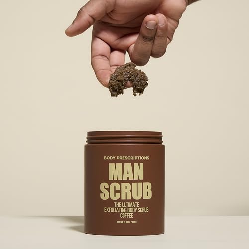 Body Prescriptions Men¡¯s Exfoliating Body Scrub ? Ultimate Skin Cleansing Wash in Jar with Twist-Top Lid, For All Skin Types, 21 Ounce (Pack of 2), Coffee