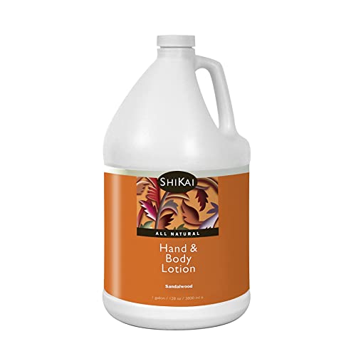 ShiKai Hand & Body Lotion (Sandalwood, 1 Gallon) | Daily Moisturizing Skincare for Dry and Cracked Hands | with Aloe Vera & Vitamin E