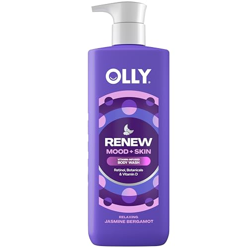OLLY Renew Body Wash with Vitamin D, Retinol & Botanicals ? Nourishing Cleanser for Skin Barrier Repair, Deep Hydration, Jasmine Bergamot Scent, 17oz