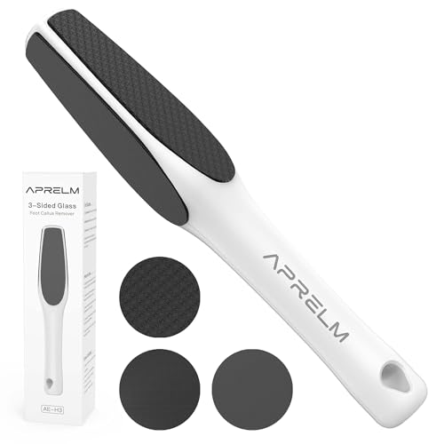 3-Sided Glass Foot Callus Remover, Professional 3-in-1(Coarse, Medium, Fine) Foot File, Pedicure Tools for Feet Hard Skin Smooth Polishing (White)