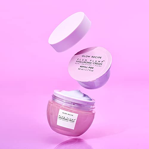 Glow Recipe Plum Plump Hyaluronic Acid Face Cream, Refill - Hydrating, Firming & Plumping Facial Moisturizer for Women & Men - Korean Skin Care with Polyglutamic Peptides for Dry Skin Wrinkles (50ml)