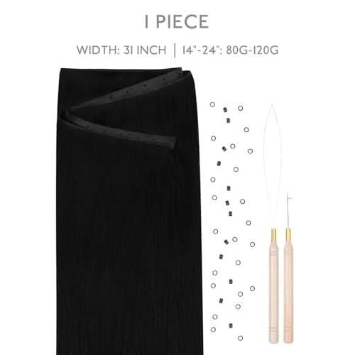 WENNALIFE Butterfly Weft Hair Extensions Human Hair 20 Inch 120g Jet Black£¬Sew in Hair Extensions Real Human Hair Add Volume and Length Genius Invisible Reusable Straight Extensions De Cabello Humano