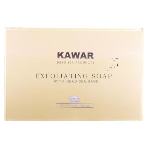 KAWAR Dead Sea Exfoliating Soap with Dead Sea Sand - Salicylic Acid, Magnesium Chloride, Shea Butter, Olive Oil & Tea Tree - Vegan Soap Bar for Men & Women, 4.2 oz