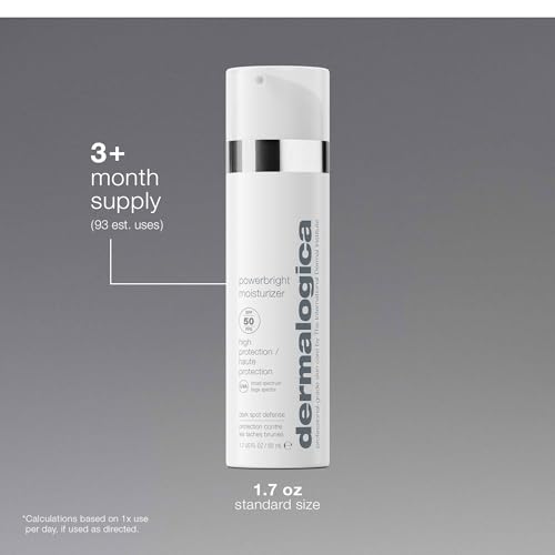 Dermalogica Powerbright Moisturizer SPF 50 Facial Sunscreen, Shields Skin Against Dark Spots with Niacinamide & Hyaluronic Acid, 1.7 Fl Oz