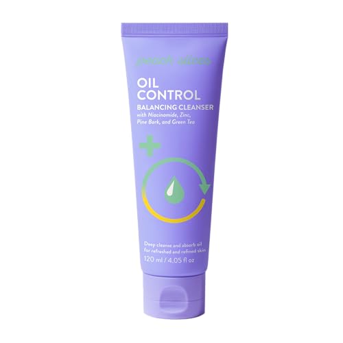 Peach Slices - Oil Control Balancing Cleanser (4.05 oz) - Deep Cleanse, Absorb Oil - Refreshed & Refined Skin - Niacinamide, Zinc, Pine Bark, Green Tea - Vegan, Cruelty Free, Korean Skin Care & Beauty