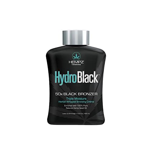 HEMPZ Hydroblack 50X Black Bronzer - Herbal Moisturizing Self Tanning Lotion for Tanning Beds, Beach, Sun 13.5 Fl OZ