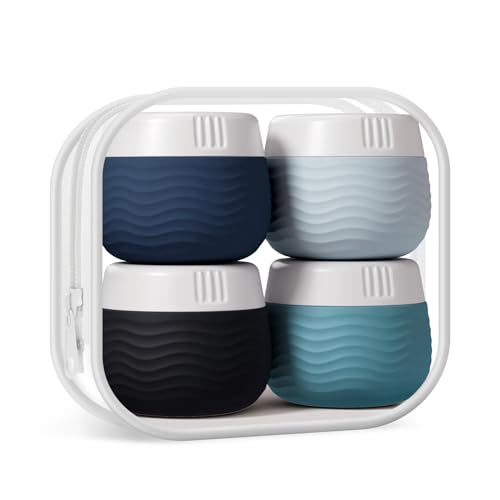 Yinke Silicone Cream Jars, TSA Approved Travel Size Containers, Leak-proof Travel Essentials/Accessories with Lid for Cosmetic Face Body Cream (4 Pack)