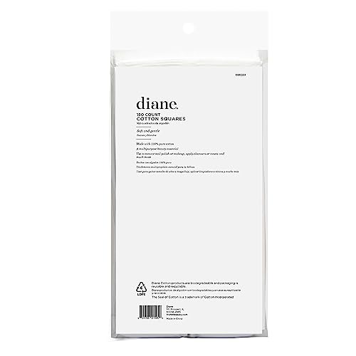Diane 2.4" x 2" Cotton Squares, 100% Pure Cotton, Ideal for Makeup Removal, Nail Polish Touch-Ups, Skincare, and Everyday Household Use, 160 Count