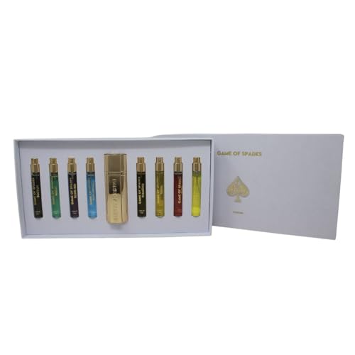 JO Milano Game of Spades 9-Piece Mini Parfum Set for Men & Women ? Includes Boston, Moon, Blind Bid, Full House, Diamond, Gold, Ruby, Yellow Sapphire & High Roller (0.33 oz Each