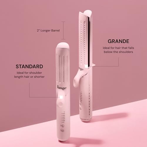 L'ANGE HAIR Le Duo Grande 360¡Æ Airflow Styler | 2-in-1 Curling Wand & Titanium Flat Iron Professional Hair Straightener and Curler with Cooling Air Vents to Lock in Style (Blush)