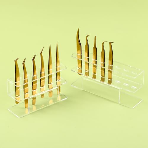 Acrylic Tweezers Holder, 6 Holes Tweezers Stand Display Organizer for Eyelash Extension Supplies Accessories Grafting Beauty Tools (6 Holes Transparent)
