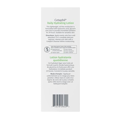 Cetaphil Daily Hydrating Lotion with Hyaluronic Acid - 24Hr Hydration - Fragrance-Free, Paraben-Free - For Dry and Sensitive Skin, 88ml