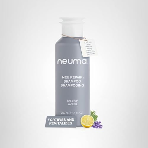 Neuma Neu Repair Shampoo 8.5 Fl. Oz. Sulfate Free Shampoo for Damaged Hair - Revitalizes, Cleanses, Fortifies, and Reduces Breakage, Lemon, Lavender & Fir Needle Scent