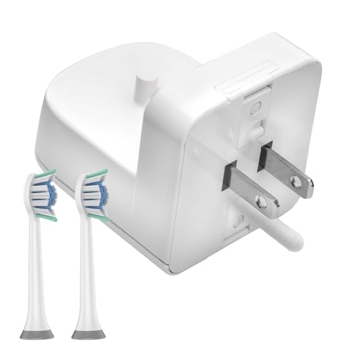 Electric Toothbrush Wall Charger for US Socket for Philips 1000 to 7000 Series | Portable Philips Charging Station, Wireless, IPX7 Seal, with 2 Compatible Toothbrush Heads