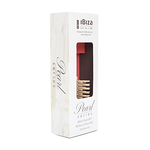 Ibiza Hair Detangling Brush with Wooden Pins (Pearl Series) | Stimulates Scalp & Reduces Drying Time | Ideal for All Hair Types